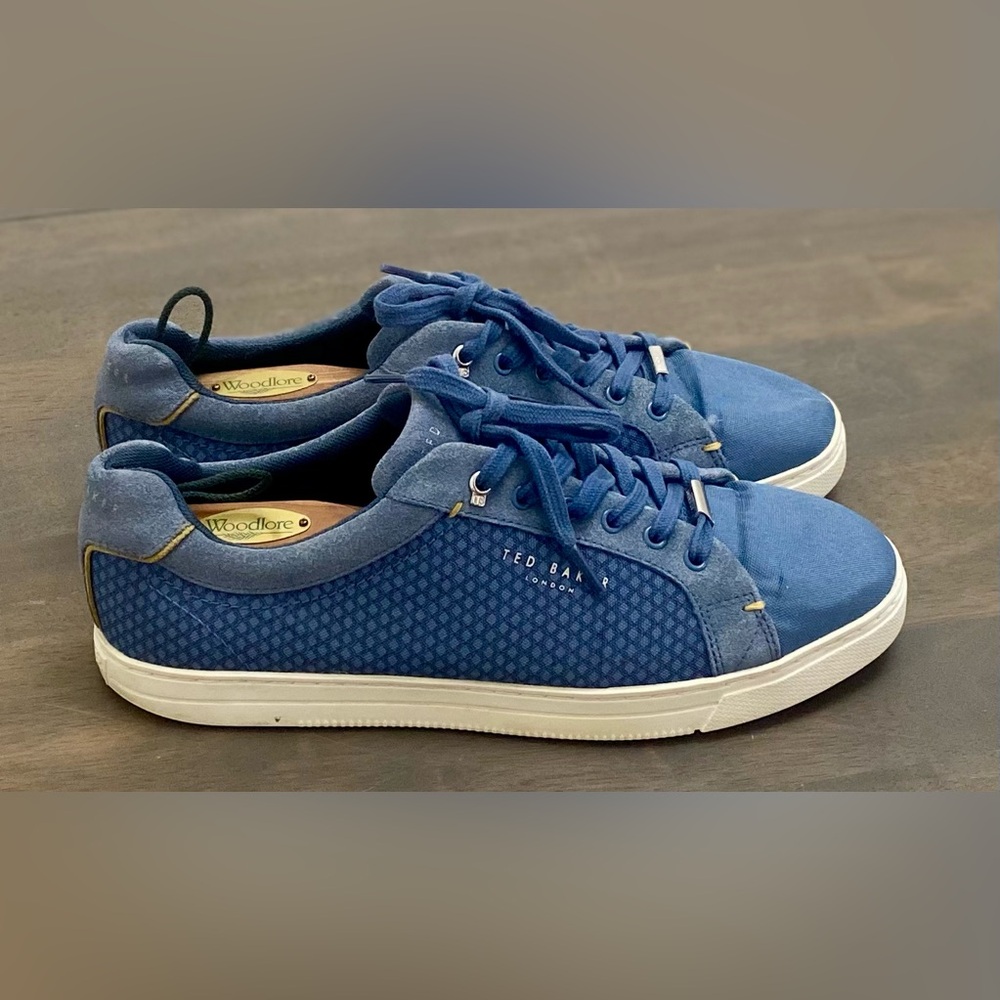 Ted Baker Sarpio Blue Textile and Suede Casual Trainers Mens Size US 10